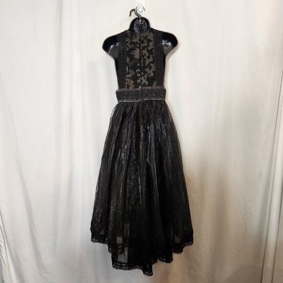 UNKNOWN Black High Low Mesh Lace Sheer 3 Layer Formal Semi Formal Womens 4 FLAW - Picture 3 of 12
